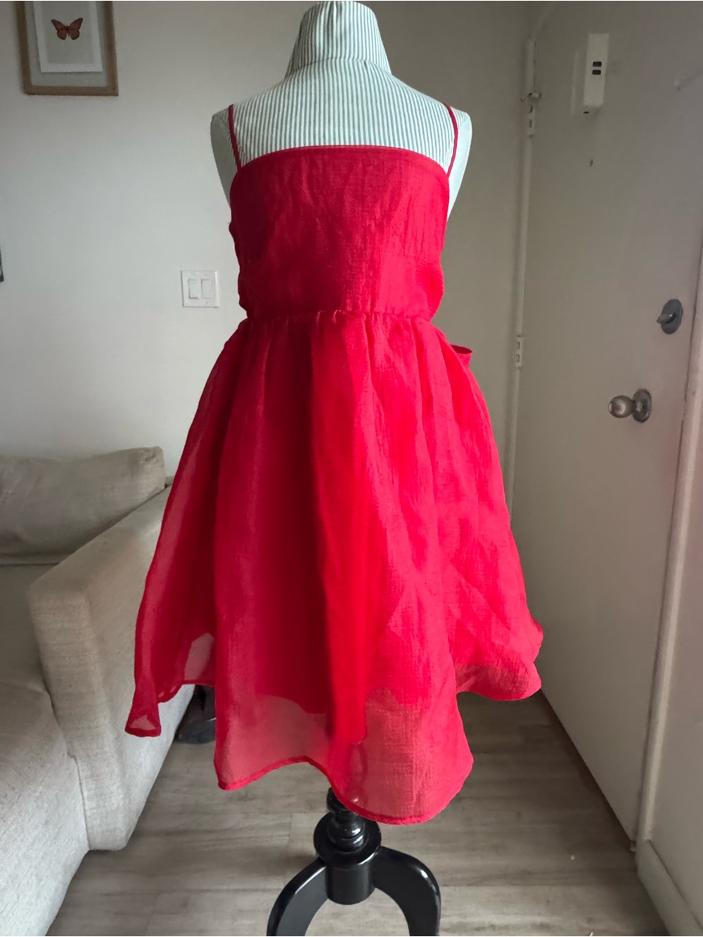 Francesca’s Mi Ami Red Chiffon Bow Back Mini Dress NWT Size Small